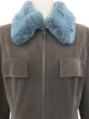 ファーストライプパターンジャケット ブラウン/ブルー