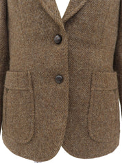ツイードテーラードジャケット ブラウン