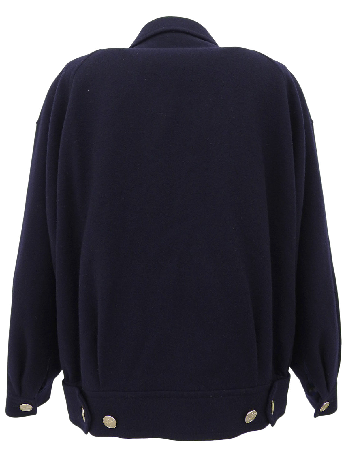 Navy wool logo button double-breasted short coat