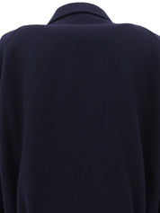 ウールロゴボタンダブルブレストショートコート ネイビー