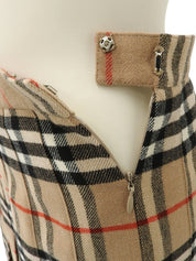 黄/黑色羊毛格纹半身裙