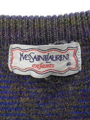 デザインパターンロゴ刺繍セーター カーキ/ブルー/マルチ