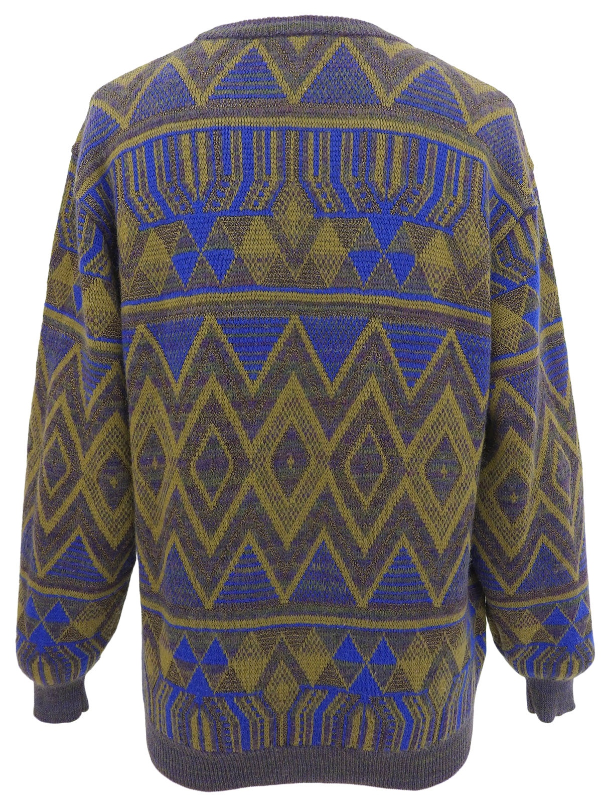 デザインパターンロゴ刺繍セーター カーキ/ブルー/マルチ