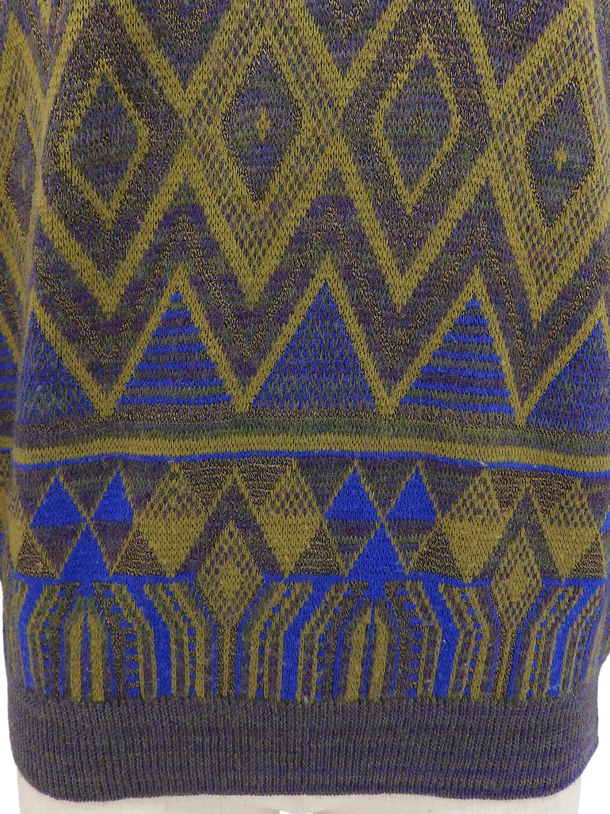 デザインパターンロゴ刺繍セーター カーキ/ブルー/マルチ