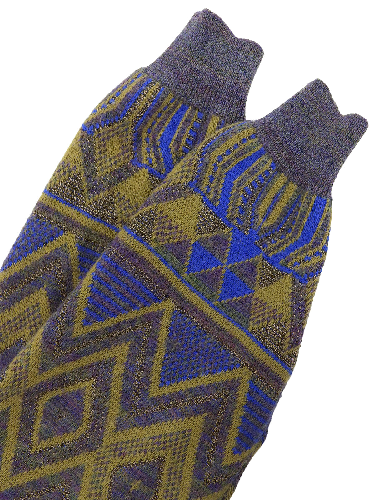 デザインパターンロゴ刺繍セーター カーキ/ブルー/マルチ