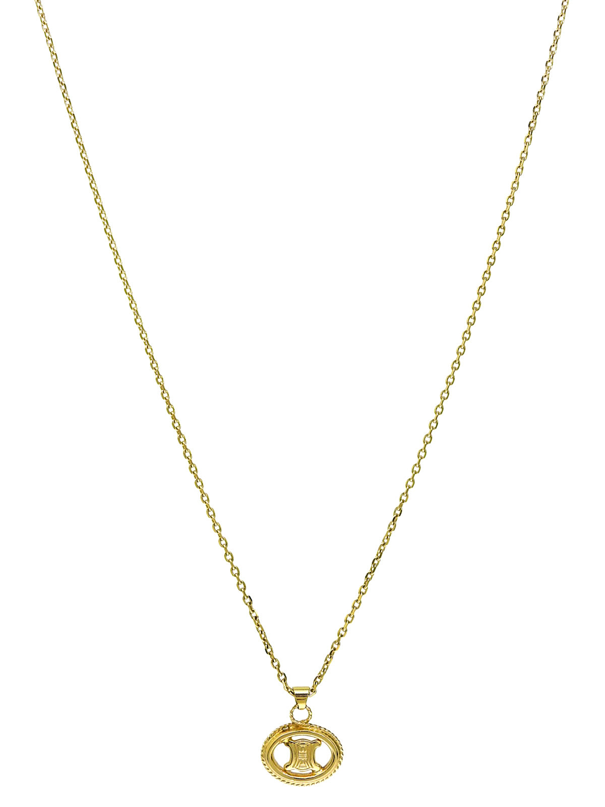 オーバルカットアウトマカダムプレートネックレス ゴールド