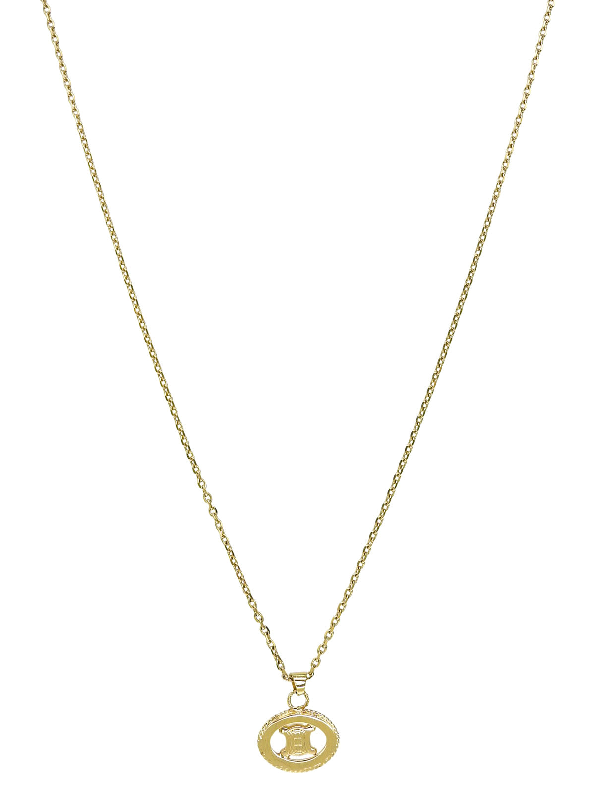 オーバルカットアウトマカダムプレートネックレス ゴールド