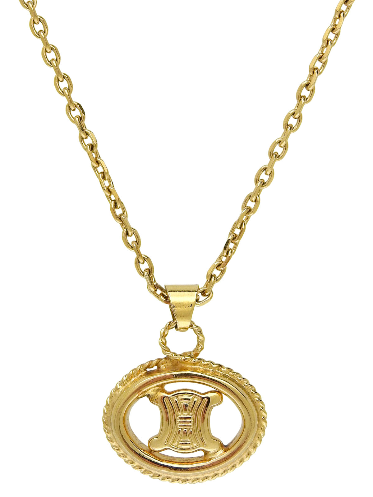 Oval Cutout Macadam Plate Necklace in Gold