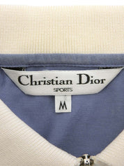 ロゴ刺繍ジップアップポロシャツ ブルー