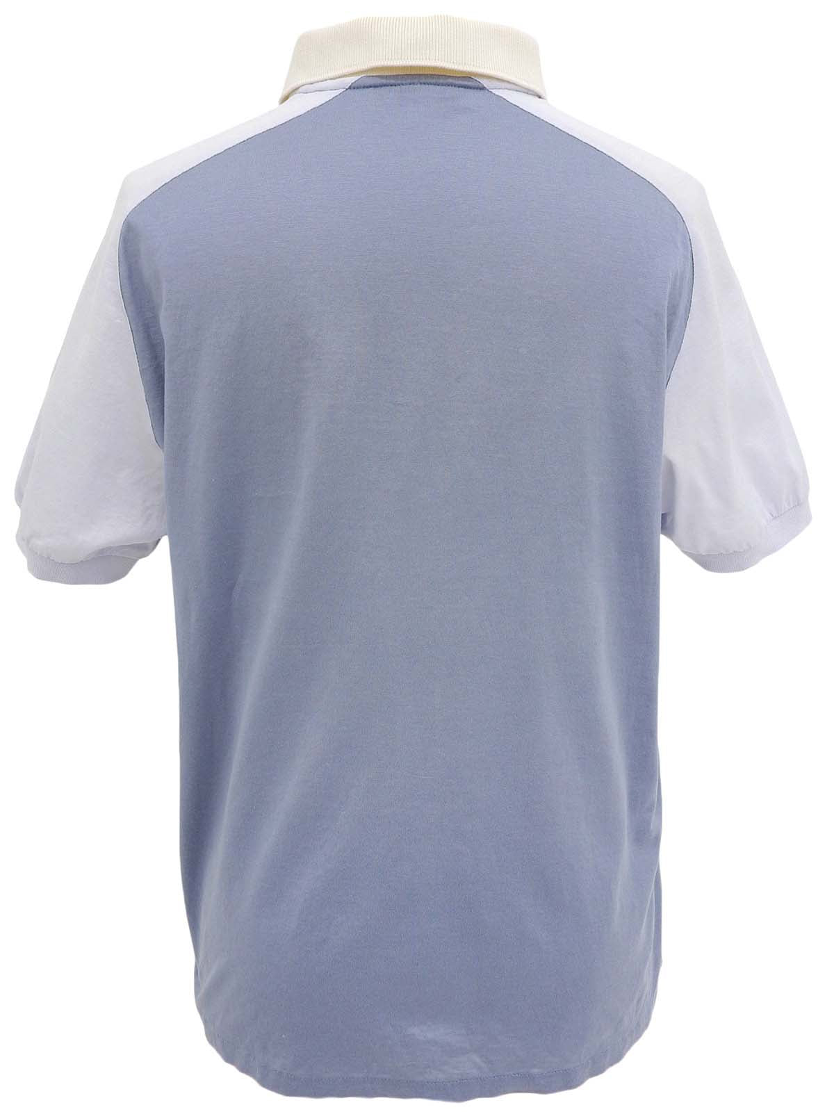 ロゴ刺繍ジップアップポロシャツ ブルー