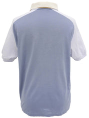 ロゴ刺繍ジップアップポロシャツ ブルー