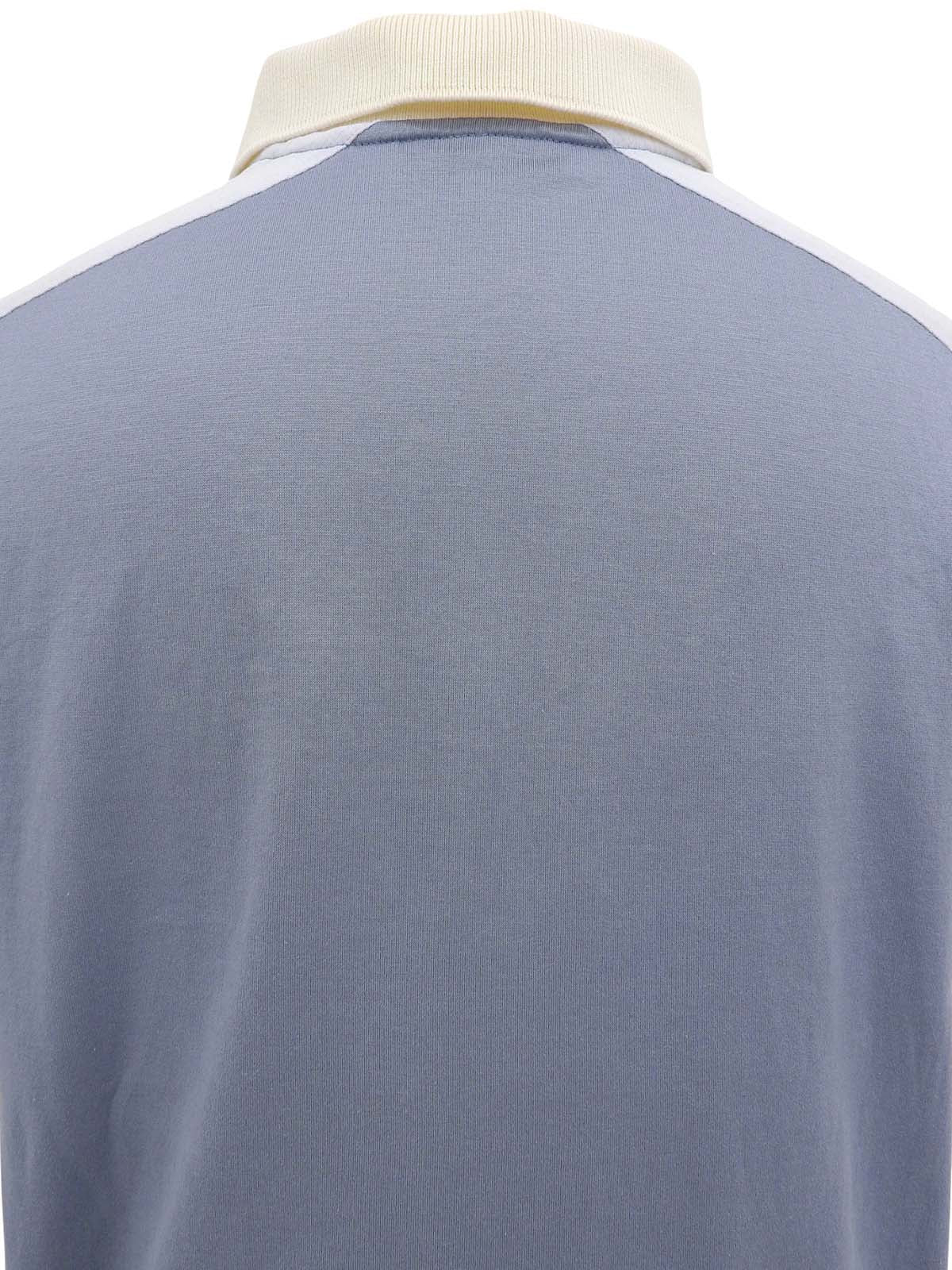 ロゴ刺繍ジップアップポロシャツ ブルー