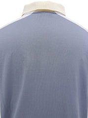 ロゴ刺繍ジップアップポロシャツ ブルー