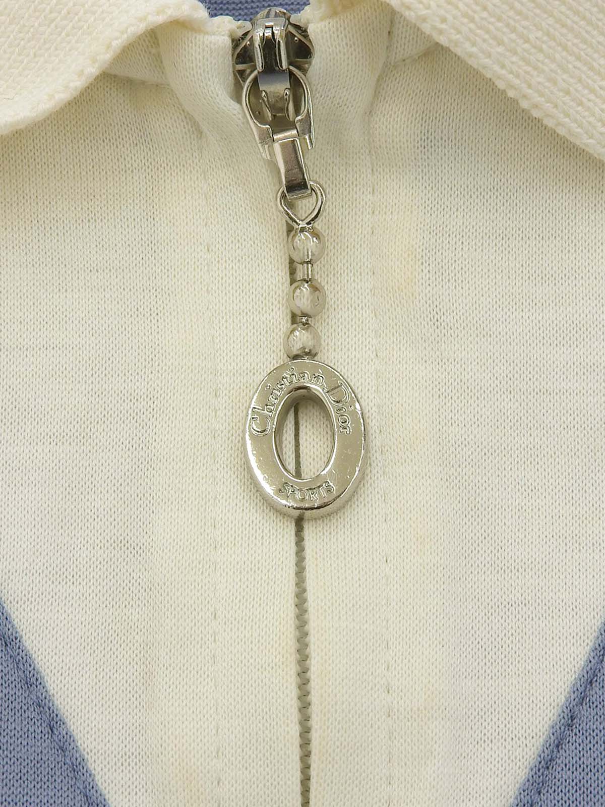 ロゴ刺繍ジップアップポロシャツ ブルー