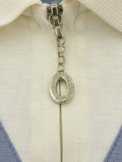 ロゴ刺繍ジップアップポロシャツ ブルー