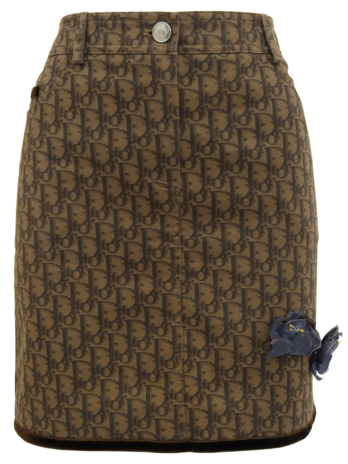 トロッターパターンコサージュスカート ブラウン