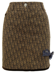 トロッターパターンコサージュスカート ブラウン