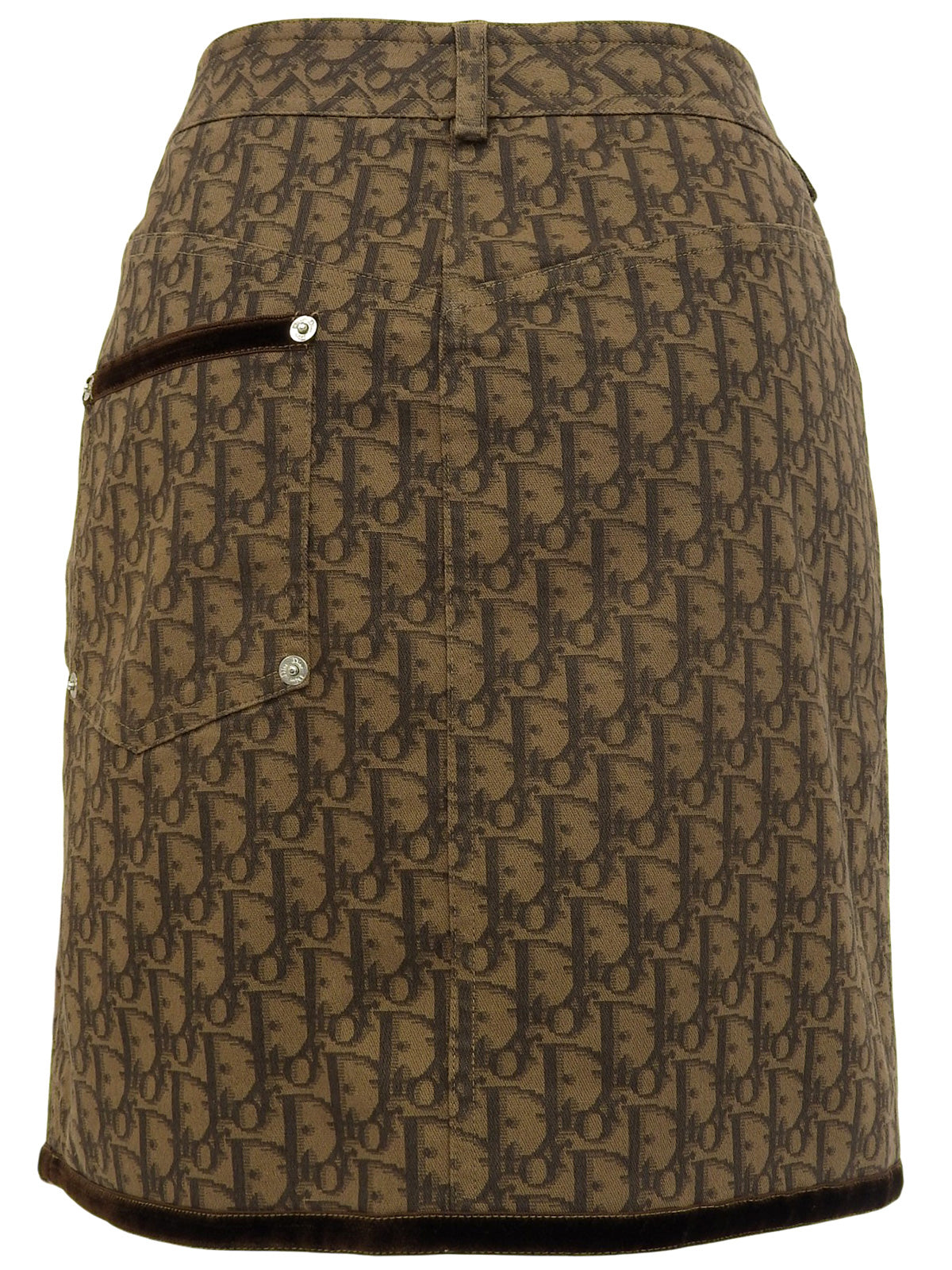 トロッターパターンコサージュスカート ブラウン