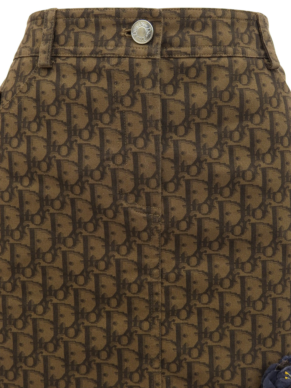 トロッターパターンコサージュスカート ブラウン