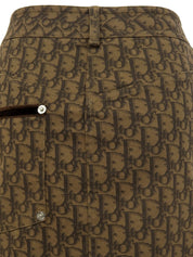 トロッターパターンコサージュスカート ブラウン