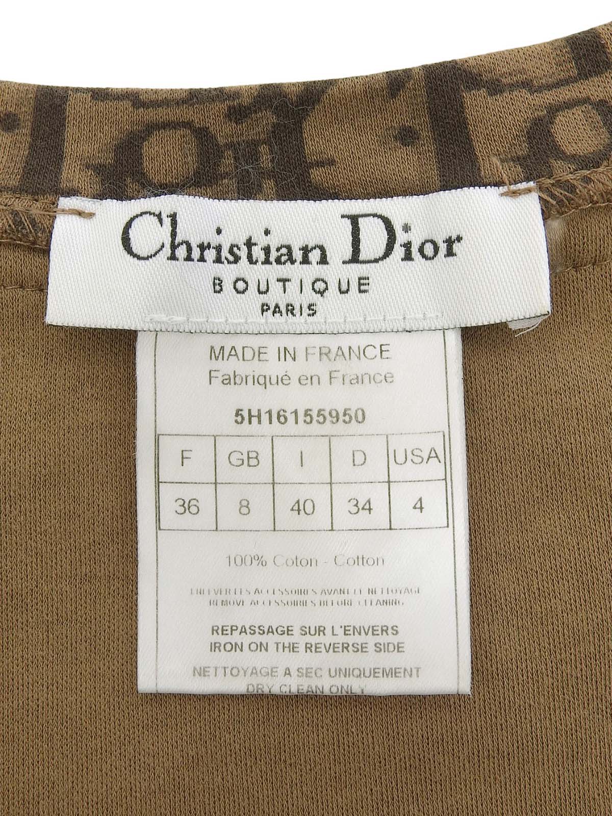 トロッターパターンベロアリボンハーフスリーブトップス ブラウン