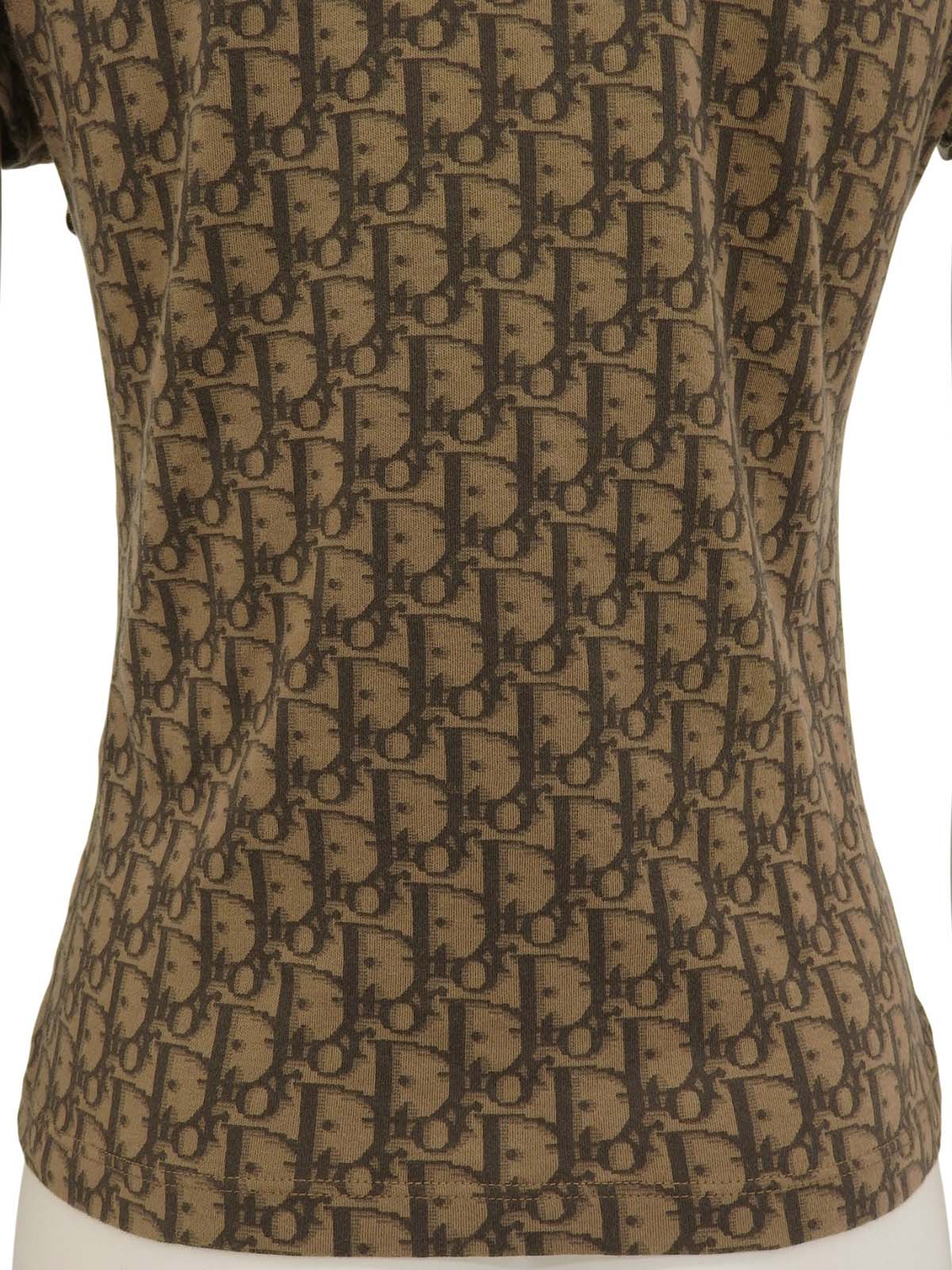 トロッターパターンベロアリボン半袖トップス ブラウン