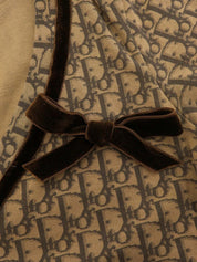 トロッターパターンベロアリボン半袖トップス ブラウン