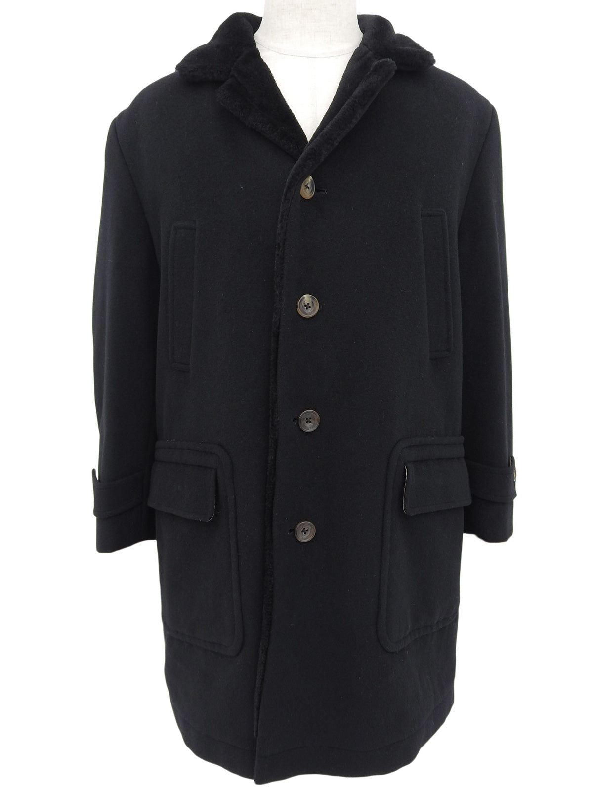 ウールファーカラーコート ブラック