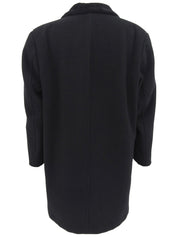 Wool fur collar coat in black