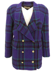 ウールチェックパターンロゴボタンジャケット パープル/ブラック/グリーン
