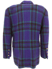 ウールチェックパターンロゴボタンジャケット パープル/ブラック/グリーン