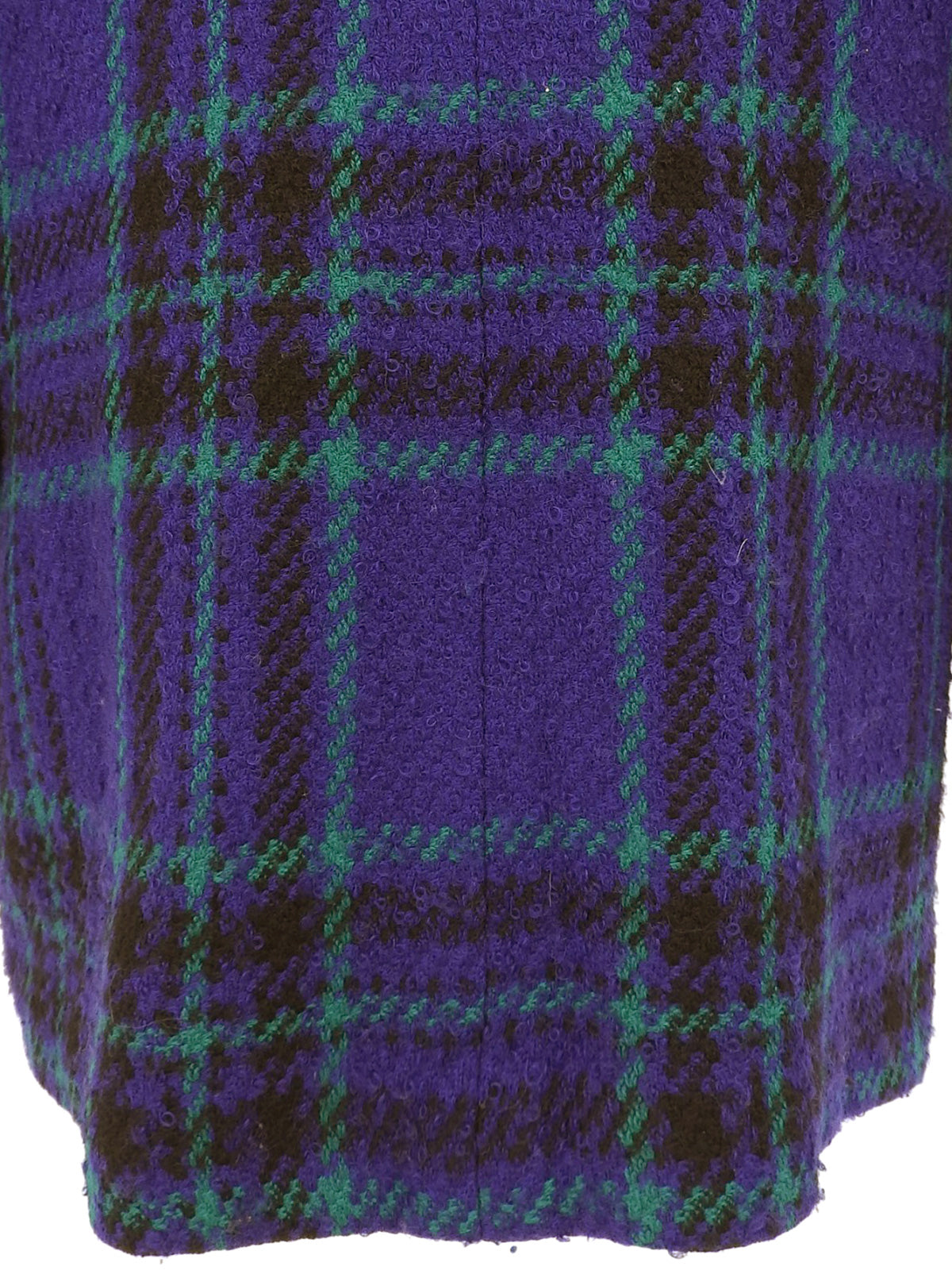 Wool check pattern logo button jacket in purple/black/green