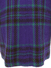 Wool check pattern logo button jacket in purple/black/green