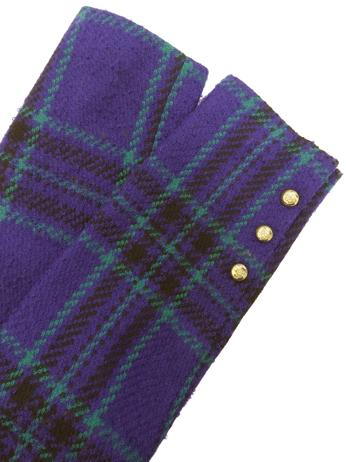 Wool check pattern logo button jacket in purple/black/green