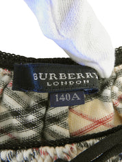 ノバチェックパターンリボンハーフスリーブトップス ベージュ