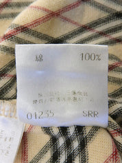 ノバチェックパターンリボン半袖トップス ベージュ