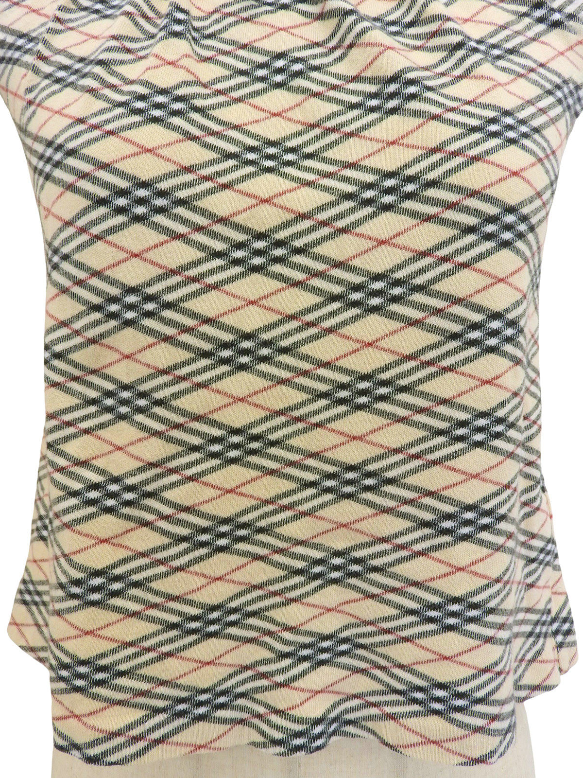 ノバチェックパターンリボンハーフスリーブトップス ベージュ