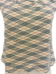 ノバチェックパターンリボンハーフスリーブトップス ベージュ