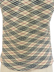 ノバチェックパターンリボンハーフスリーブトップス ベージュ