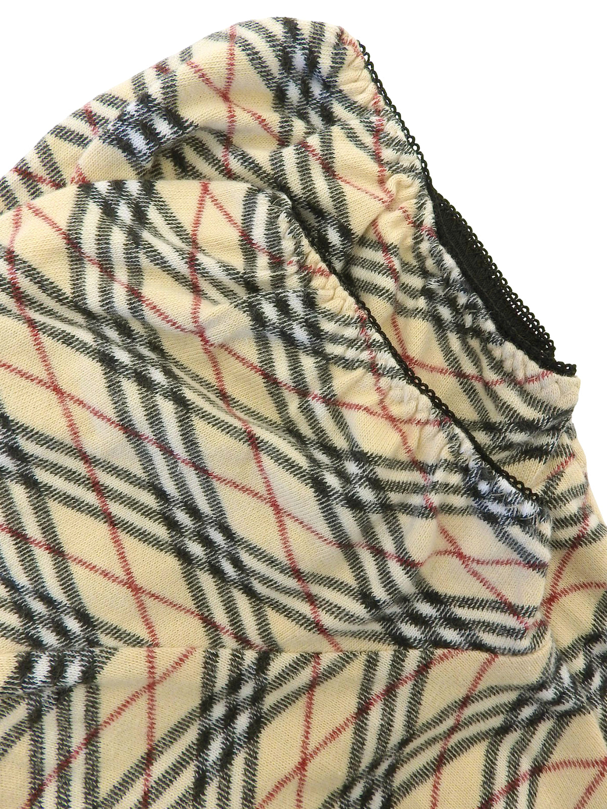 ノバチェックパターンリボンハーフスリーブトップス ベージュ