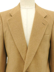 Camel Hair Logo Button Tailored Jacket in Beige