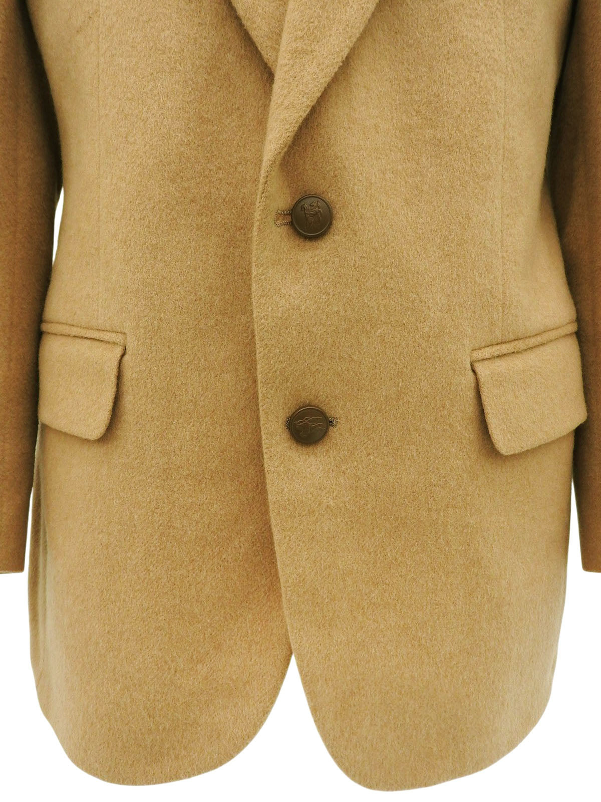 Camel Hair Logo Button Tailored Jacket in Beige