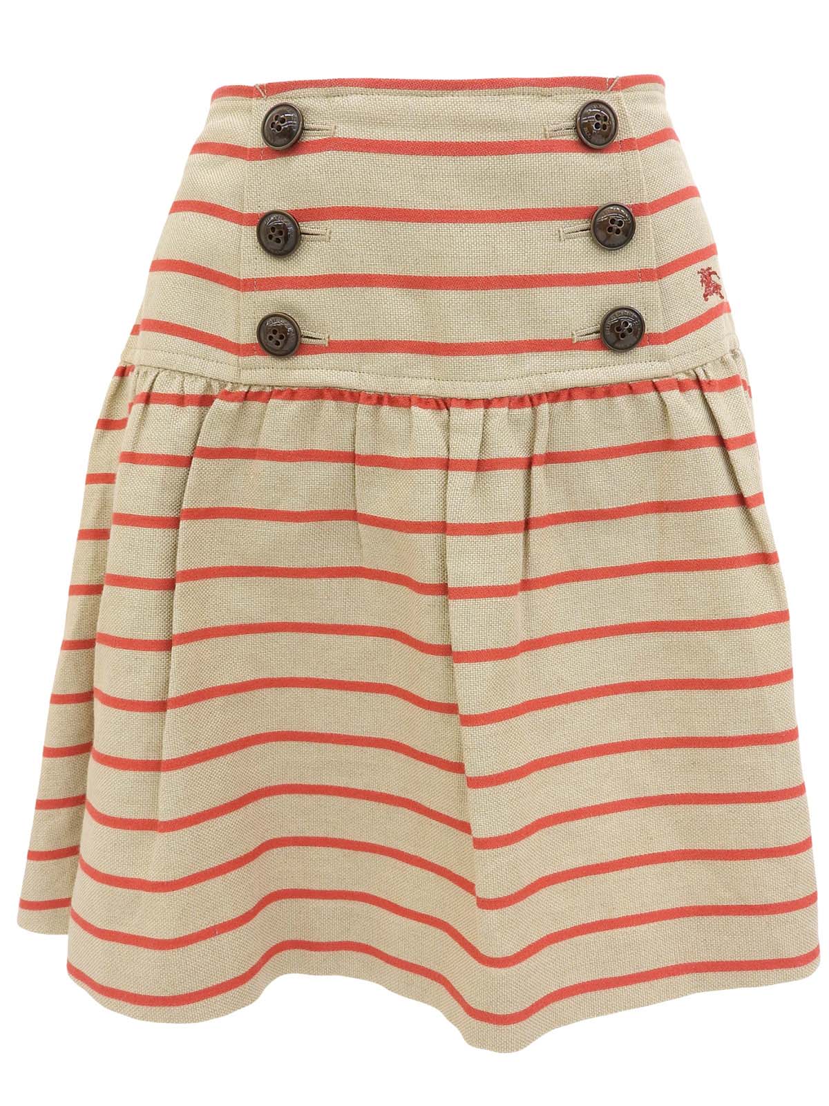 ボーダーパターンロゴボタンスカート ベージュ