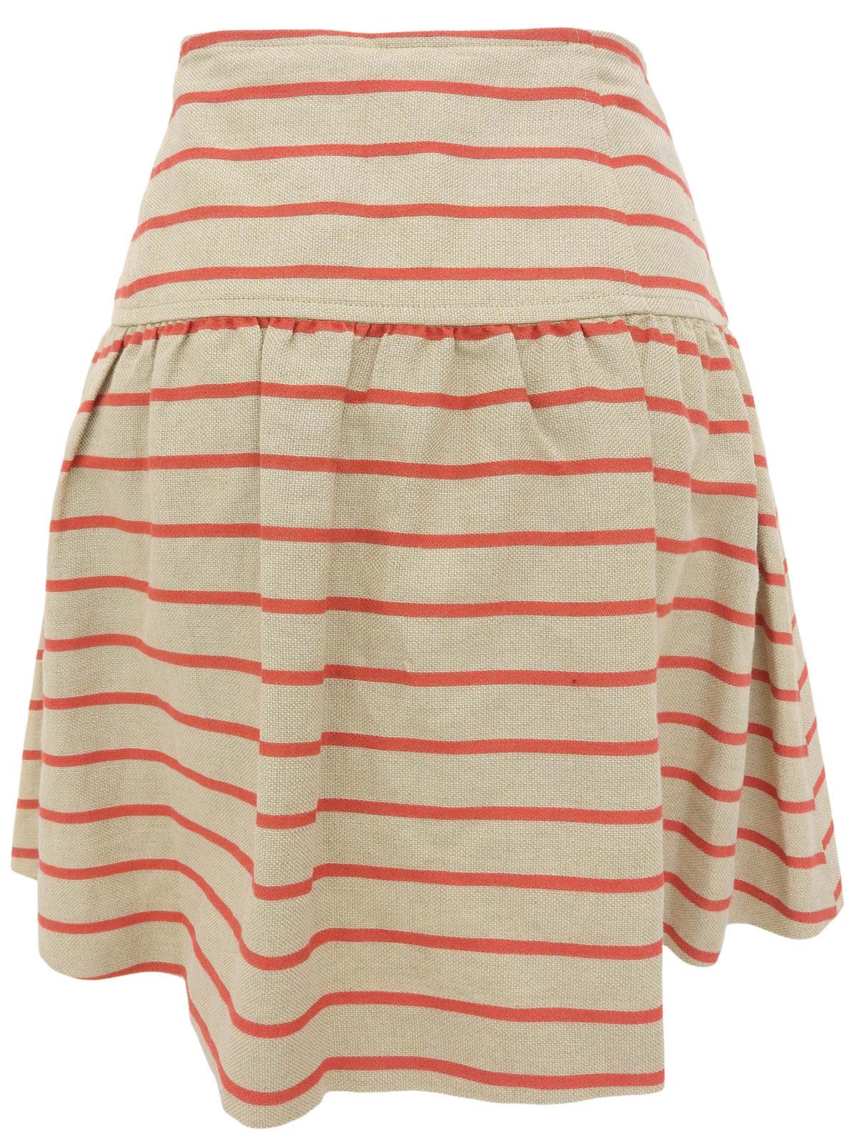 ボーダーパターンロゴボタンスカート ベージュ