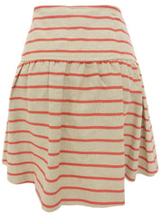 ボーダーパターンロゴボタンスカート ベージュ