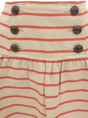 ボーダーパターンロゴボタンスカート ベージュ
