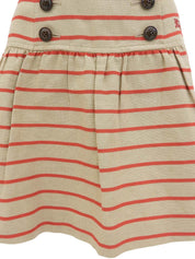ボーダーパターンロゴボタンスカート ベージュ