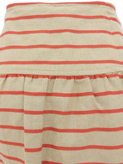 ボーダーパターンロゴボタンスカート ベージュ