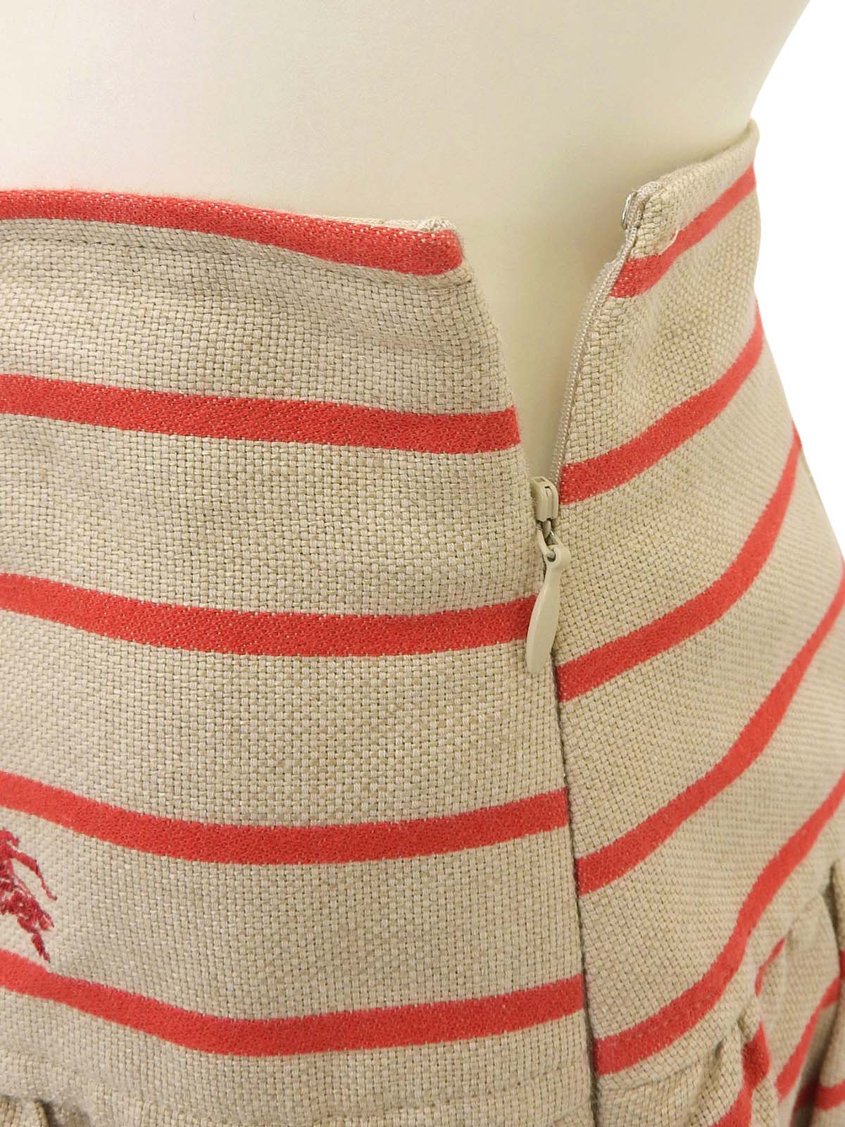 ボーダーパターンロゴボタンスカート ベージュ