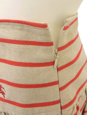 ボーダーパターンロゴボタンスカート ベージュ